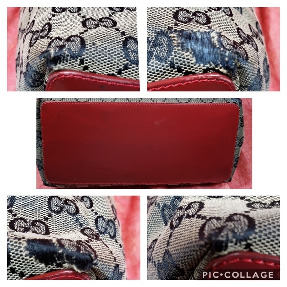 Gucci w Red leather accents Tote Bag - Picture 3 of 8